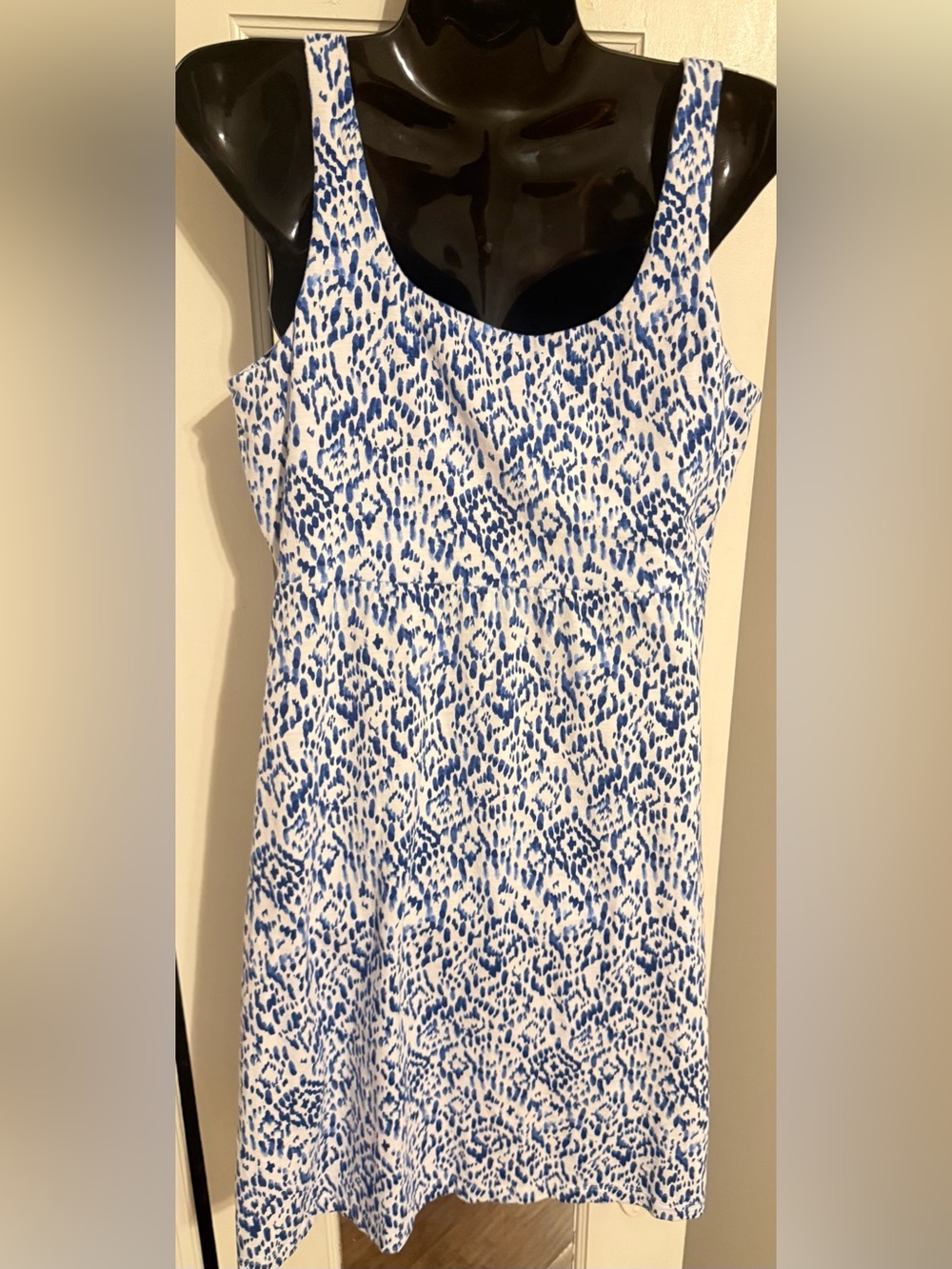 Tommy Bahama Blue White Abstract Ikat Diamond Sleeveless Sundress Small